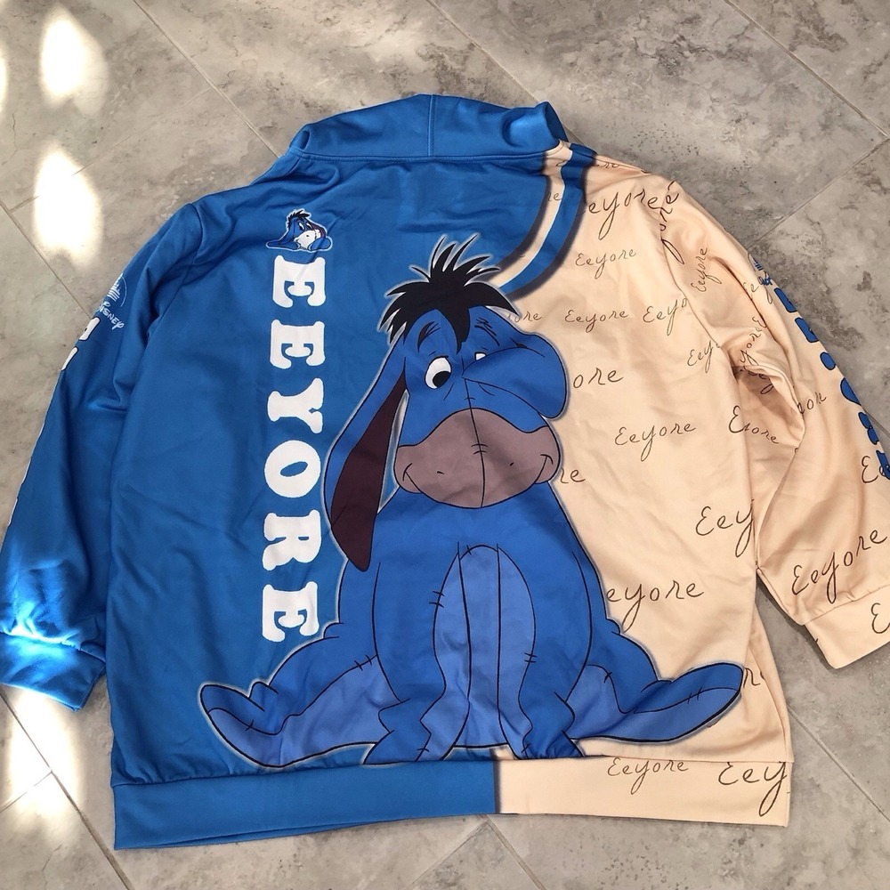 Disney Eeyore Hoodie 3XL Full Print Zip Up Winnie The Pooh Graphic Blue Adult - Picture 2 of 11